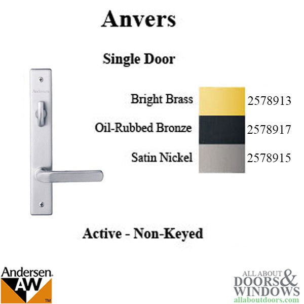 Andersen Anvers Handle Set Single Active Door Handle Hardware For Hinged Doors Satin Nickel - Andersen Anvers Handle Set Single Active Door Handle Hardware For Hinged Doors Satin Nickel