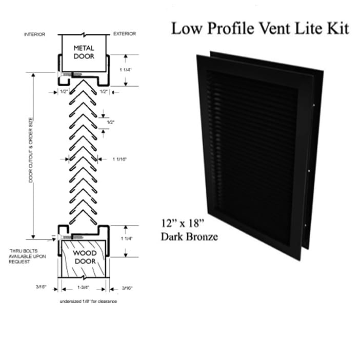Commercial Door Lite Frame Vented Low Profile Metal Frame 12 Inch x 18 Inch Dark Bronze - Commercial Door Lite Frame Vented Low Profile Metal Frame 12 Inch x 18 Inch Dark Bronze