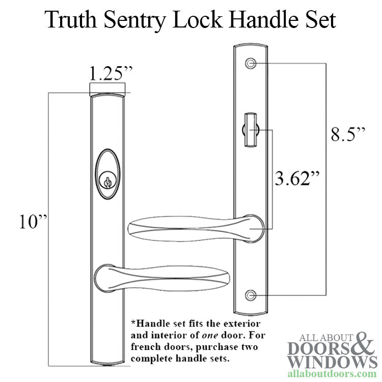 Truth Sentry Lock Handle Set, Classic, Painted over zinc, Black - Truth Sentry Lock Handle Set, Classic, Painted over zinc, Black