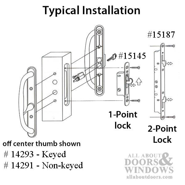 Olympus Handle Center Thumb, Keyed Sliding Glass Door - Schlage Keyway, Choose Color - Olympus Handle Center Thumb, Keyed Sliding Glass Door - Schlage Keyway, Choose Color