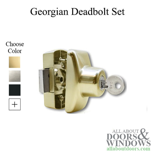 Georgian Deadbolt Set, 1/4" Lock offset - Choose Color