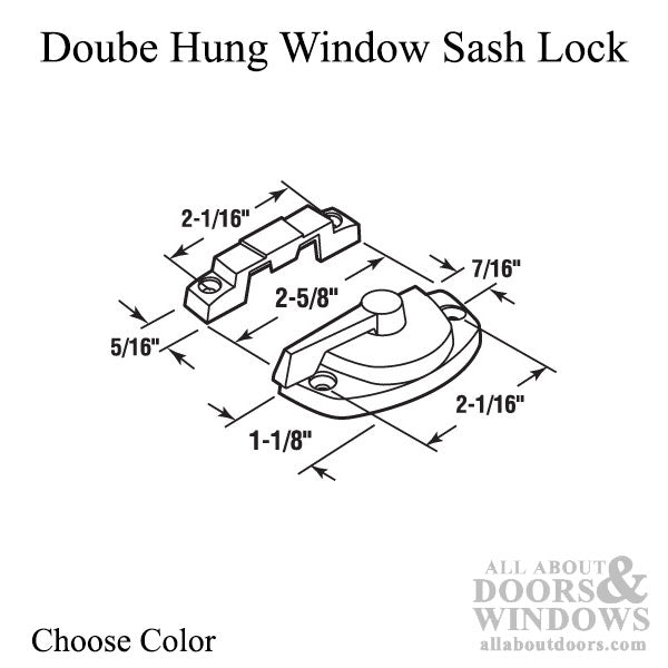 Sash / Cam Lock - Vinyl and Aluminum Sash Hardware, Die-cast - Choose Color - Sash / Cam Lock - Vinyl and Aluminum Sash Hardware, Die-cast - Choose Color