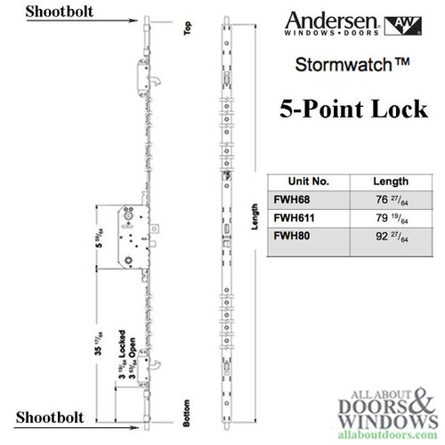 Andersen Stormwatch 5-Point Lock AP/PA - FWH68  Door - Andersen Stormwatch 5-Point Lock AP/PA - FWH68  Door