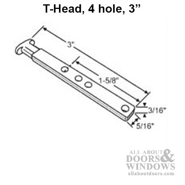 T-Head Pivot Bar, 4 hole  3 inch - Zinc Die cast - T-Head Pivot Bar, 4 hole  3 inch - Zinc Die cast