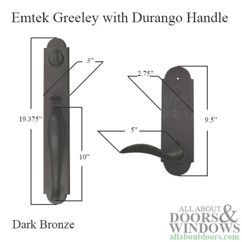 Emtek Greeley Full Length Dummy Handleset in Dark Bronze - Emtek Greeley Full Length Dummy Handleset in Dark Bronze