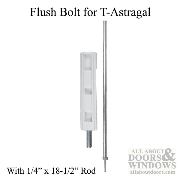 T-Astragal Flush Bolt, Plastic w/ 1/4 x 18-1/2 inch  Rod - T-Astragal Flush Bolt, Plastic w/ 1/4 x 18-1/2 inch  Rod