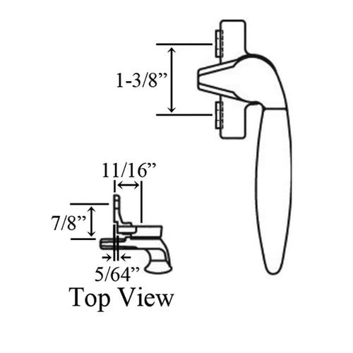 Project out, Inside Mount Cam Handle, 1-3/8