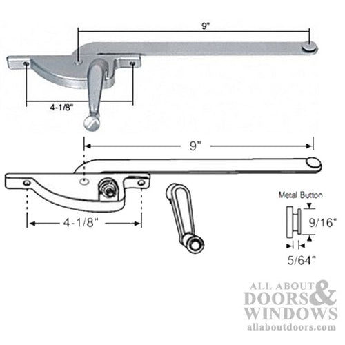 Hope Operator, 9î Arm, 4-1/8î Screws, Left Hand Casement - Choose Color - Hope Operator, 9î Arm, 4-1/8î Screws, Left Hand Casement - Choose Color