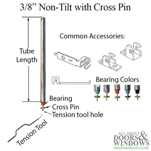 3/8” Spiral Non-Tilt Cross Pin Balance Rod, Green Bearing - 3/8” Spiral Non-Tilt Cross Pin Balance Rod, Green Bearing