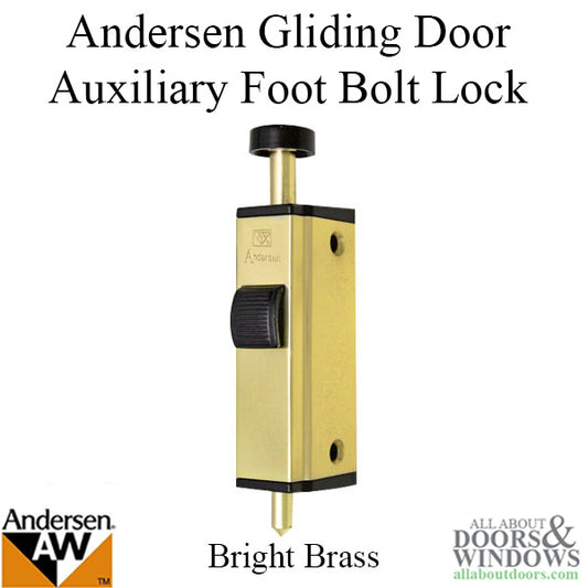 Andersen Auxiliary Foot Bolt Lock for Frenchwood Sliding Door Bright Brass