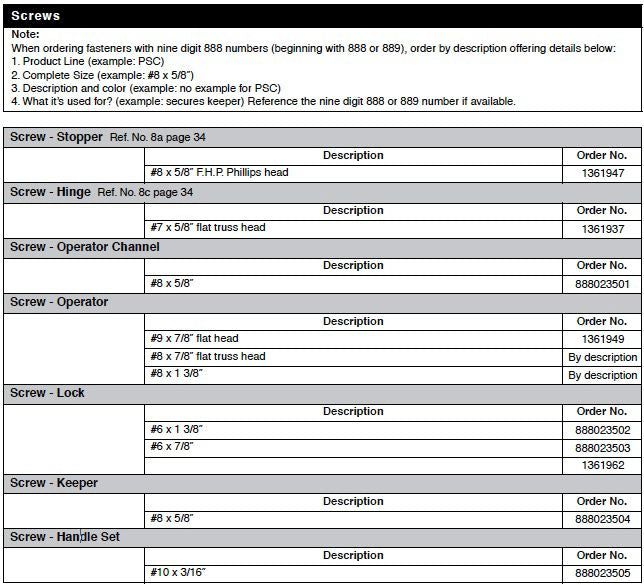 Andersen Perma-Shield Casement Windows - Screw - Stopper - Andersen Perma-Shield Casement Windows - Screw - Stopper