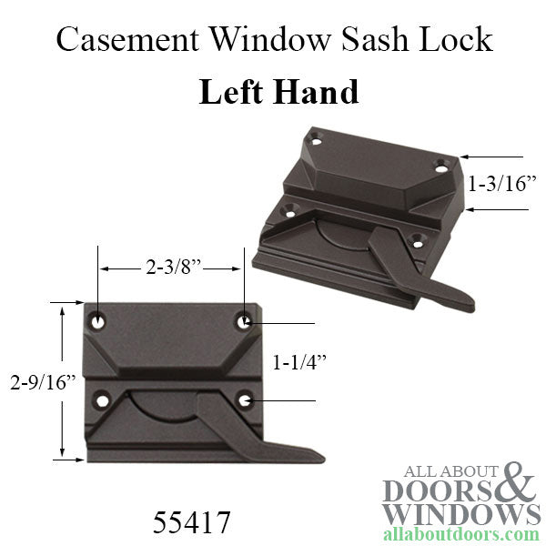 Blemished Casement 4-hole Sash Lock, Left - Antique Brass - Blemished Casement 4-hole Sash Lock, Left - Antique Brass