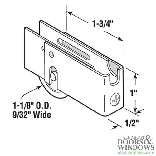 Roller Assembly for Sliding Patio Doors 1.125 Inch Steel Wheel Diameter - Roller Assembly for Sliding Patio Doors 1.125 Inch Steel Wheel Diameter