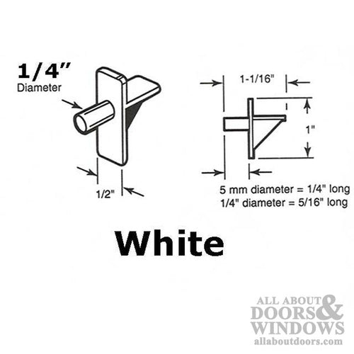 Peg - Shelf Support - 1/4 Inch - White - Peg - Shelf Support - 1/4 Inch - White