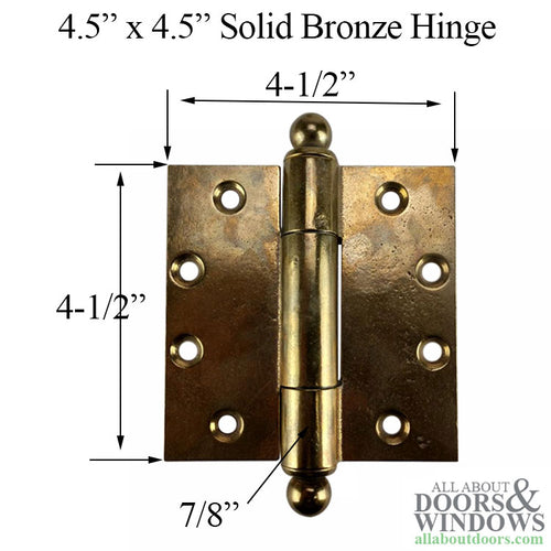 Solid Bronze Door Hinges 7/8 Inch Barrel Square Corner Silicon Bronze - Solid Bronze Door Hinges 7/8 Inch Barrel Square Corner Silicon Bronze