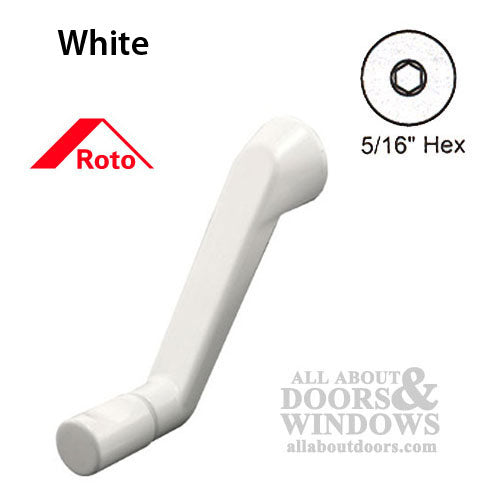 Roto crank handle,  Hex OLD Style Casement - White