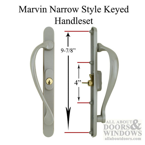 Marvin Active Keyed, Narrow Sliding Door Handle, Center Thumb - Satin Taupe - Marvin Active Keyed, Narrow Sliding Door Handle, Center Thumb - Satin Taupe