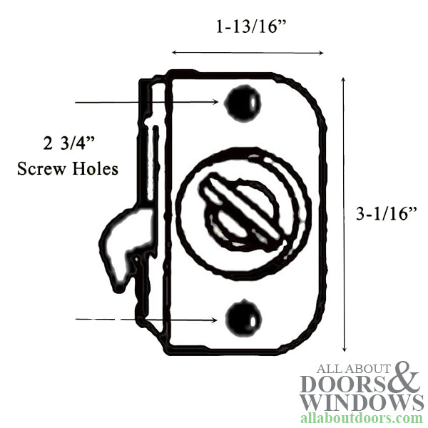 Discontinued - Andersen 2 Panel Patio Door Screen Latch / Lock - Satin Silver - Discontinued - Andersen 2 Panel Patio Door Screen Latch / Lock - Satin Silver