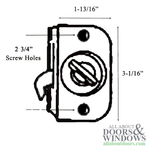 Discontinued - Andersen 2 Panel Patio Door Screen Latch / Lock - Satin Silver - Discontinued - Andersen 2 Panel Patio Door Screen Latch / Lock - Satin Silver