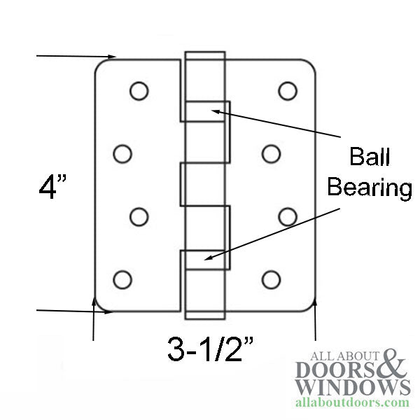 Ball Bearing Button Tip 1/4 radius Hinge 4 x 3-1/2 - Ball Bearing Button Tip 1/4 radius Hinge 4 x 3-1/2
