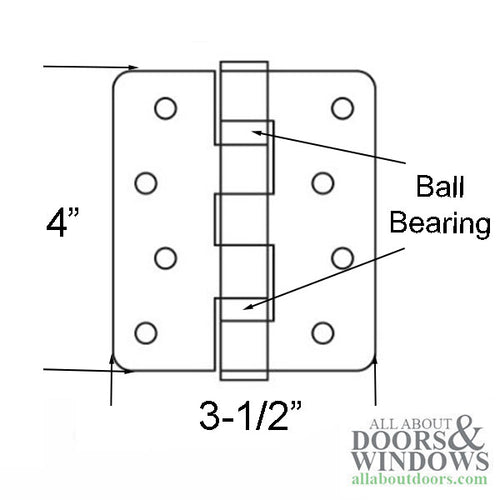 Ball Bearing Button Tip 1/4 radius Hinge 4 x 3-1/2 - Ball Bearing Button Tip 1/4 radius Hinge 4 x 3-1/2