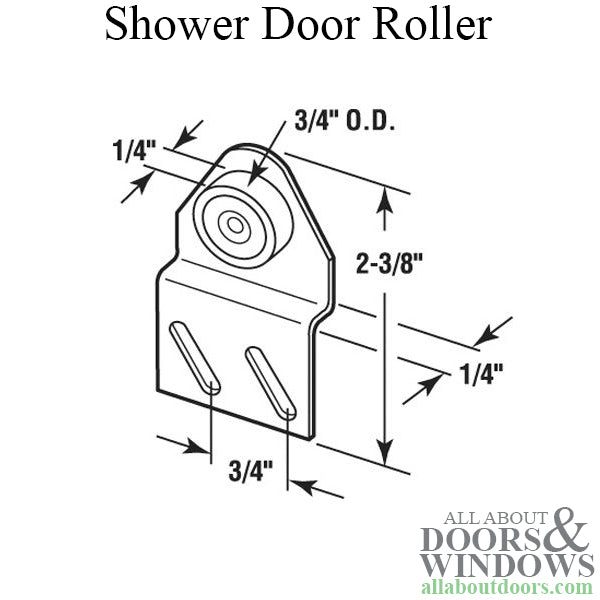 Shower door roller: 3/4 Flat Wheel w/ Bracket - Shower door roller: 3/4 Flat Wheel w/ Bracket