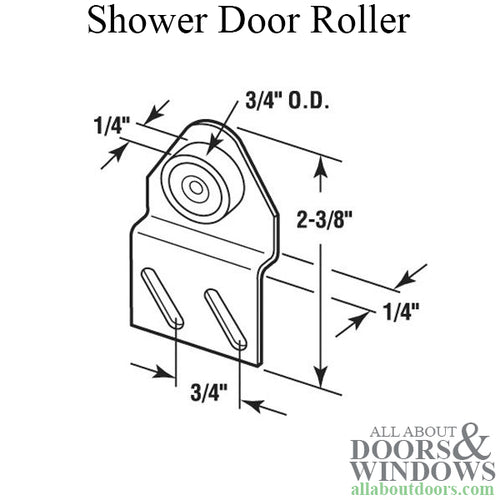 Shower door roller: 3/4 Flat Wheel w/ Bracket - Shower door roller: 3/4 Flat Wheel w/ Bracket