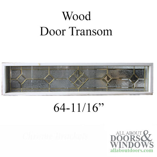 Door Transom Unit Size:  64-11/16 x 13-1/2 Glue Chip, Brass Caming - Door Transom Unit Size:  64-11/16 x 13-1/2 Glue Chip, Brass Caming