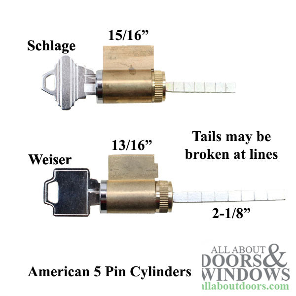 Sliding Door 5 Pin Schlage Lock Cylinder - Keyed Alike - Sliding Door 5 Pin Schlage Lock Cylinder - Keyed Alike