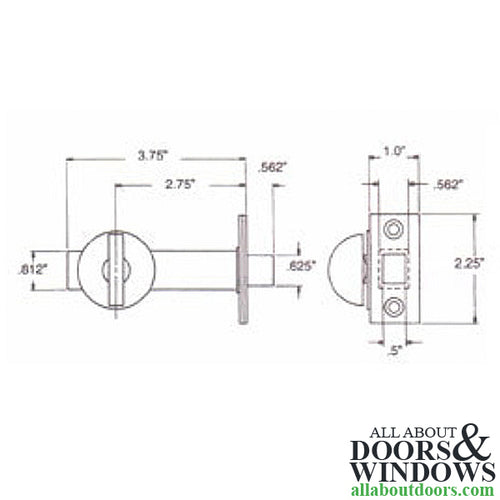 Baldwin Mortise Bolt Lock, 2-3/8