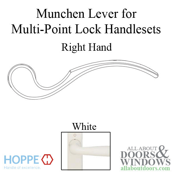 Munchen Lever Handle for Right Handed Multipoint Lock Handlesets - White - Munchen Lever Handle for Right Handed Multipoint Lock Handlesets - White