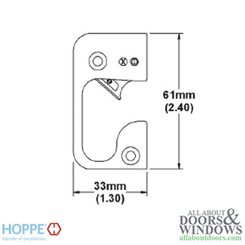 Strike Plate, RA6133, Auto-Release Roller, 1.30 x 2.40 -Brass Finished - Strike Plate, RA6133, Auto-Release Roller, 1.30 x 2.40 -Brass Finished