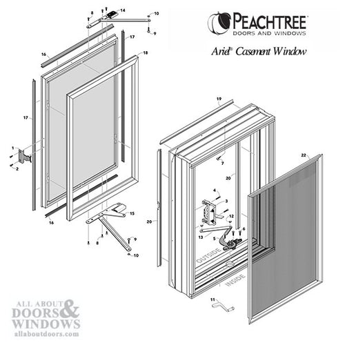 Peachtree Hinge Screw, Pivot: Ariel Casement window - Peachtree Hinge Screw, Pivot: Ariel Casement window