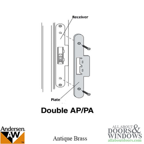 Andersen Latch & Deadbolt Strike Plate Cover, AP/PA  Double Door - Antique Brass - Andersen Latch & Deadbolt Strike Plate Cover, AP/PA  Double Door - Antique Brass