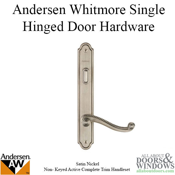 Hardware Kit, Single Door, Whitmore, Active Door - Brushed/Satin Nickel - Hardware Kit, Single Door, Whitmore, Active Door - Brushed/Satin Nickel