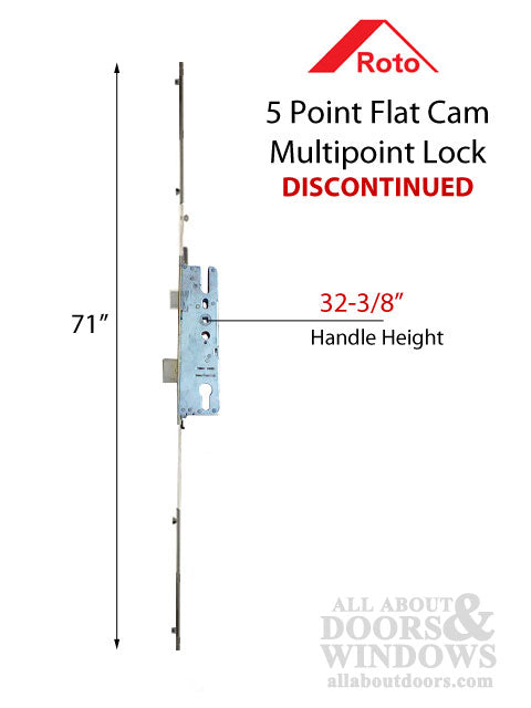 Roto 5 point Flat Cam Multipoint Lock, 35mm backset Discontinued See Replacement Options