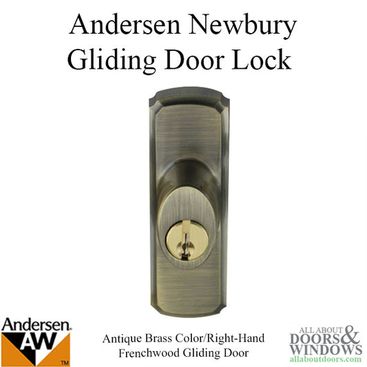 Andersen Window-Frenchwood Gliding Door Hardware, Newbury/Lock Assembly w/keys - Antique Brass - RH