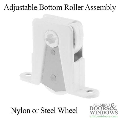 Adjustable Bottom Roller Assembly with 1 Inch Wheel for Sliding Screen Door - Choose Wheel Material - Adjustable Bottom Roller Assembly with 1 Inch Wheel for Sliding Screen Door - Choose Wheel Material