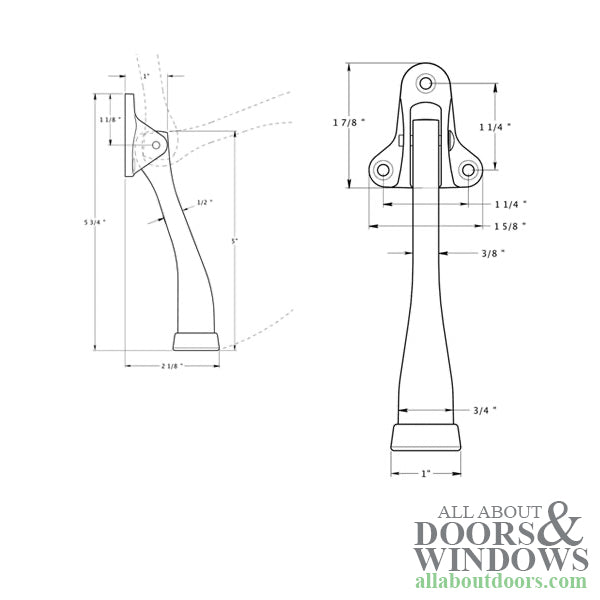 5'', 3  hole Kick Down Holder, Solid Brass - Choose Finish - 5'', 3  hole Kick Down Holder, Solid Brass - Choose Finish