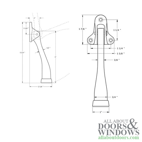 5'', 3  hole Kick Down Holder, Solid Brass - Choose Finish - 5'', 3  hole Kick Down Holder, Solid Brass - Choose Finish