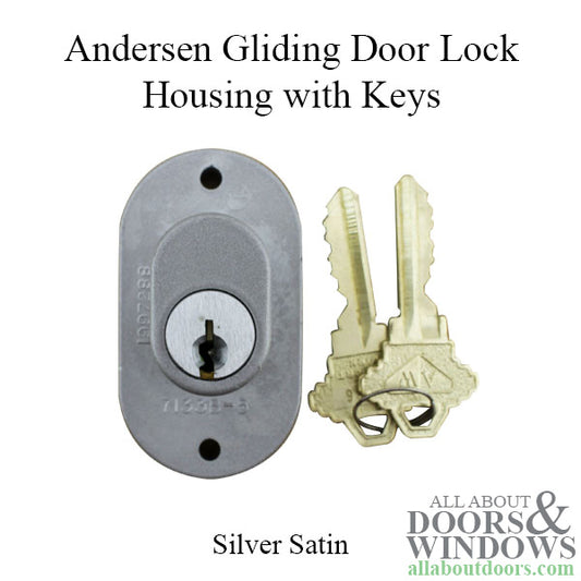 Andersen Perma-Shield Gliding Doors - Lock Housing with Keys - 3 Panel - Silver Satin