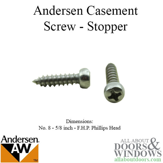 Andersen Perma-Shield Casement Window Stopper Screw, No. 8, 5/8"