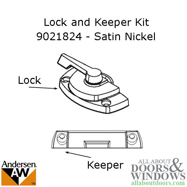 Andersen Tilt-Wash (DC) and Tilt-Wash (TW) Windows - Lock and Keeper Kit - Satin Nickel - Andersen Tilt-Wash (DC) and Tilt-Wash (TW) Windows - Lock and Keeper Kit - Satin Nickel