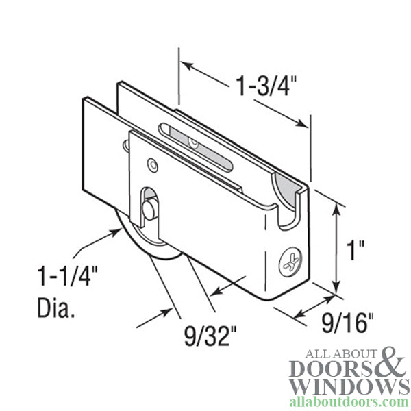 Sliding Door Roller Assembly for Better-Bilt Doors with Adjustable Steel U Tab Housing 1.25 Inch Nylon Ball Bearing Wheel Diameter - Sliding Door Roller Assembly for Better-Bilt Doors with Adjustable Steel U Tab Housing 1.25 Inch Nylon Ball Bearing Wheel Diameter