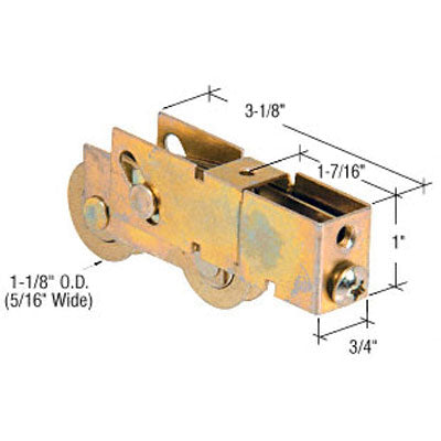 Tandem Door Roller For Vinyl Sliding Doors, Plain Back, 1-1/8