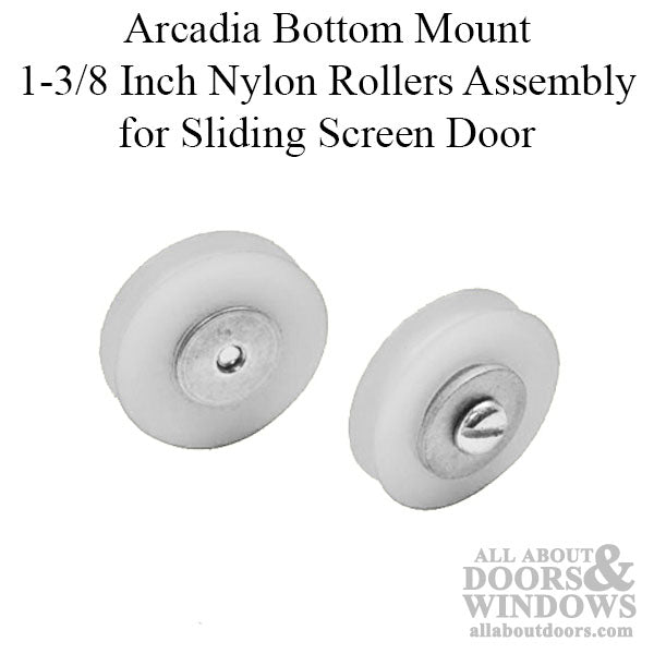 Arcadia Bottom Mount 1.375 Inch Nylon Rollers Assembly for Sliding Screen Door - Arcadia Bottom Mount 1.375 Inch Nylon Rollers Assembly for Sliding Screen Door