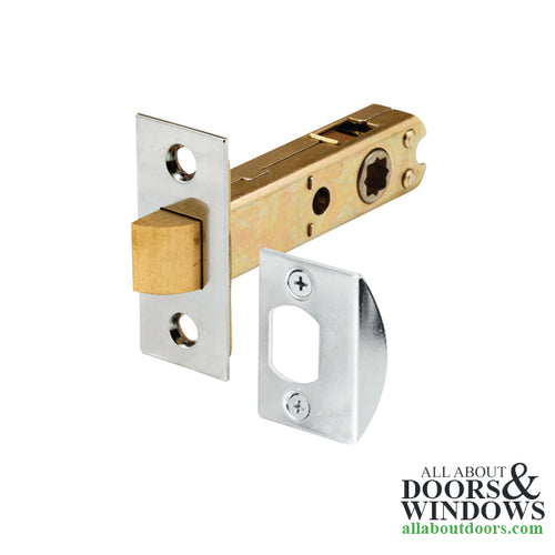 Passage Door Latch, Chrome, 2-3/8-inch Backset - Passage Door Latch, Chrome, 2-3/8-inch Backset