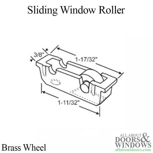 Sliding Window Roller, Single Brass Wheel, Brass Axle, Nylon Housing - White - Sliding Window Roller, Single Brass Wheel, Brass Axle, Nylon Housing - White