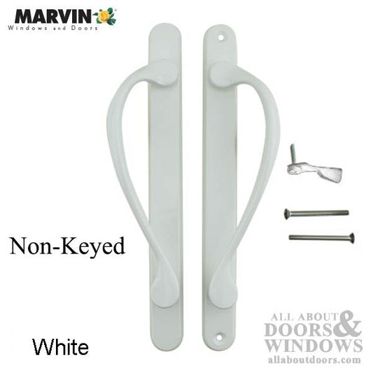 Marvin Active Non-Keyed, Narrow Sliding Door Handle, Center Thumb -  White