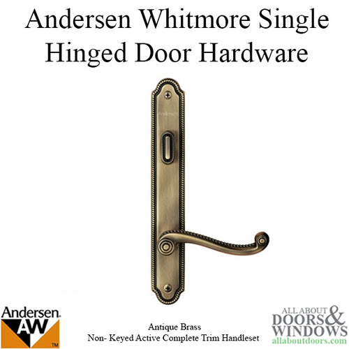 Hardware Kit, Single Door, Whitmore, Active Door - Antique Brass - Hardware Kit, Single Door, Whitmore, Active Door - Antique Brass